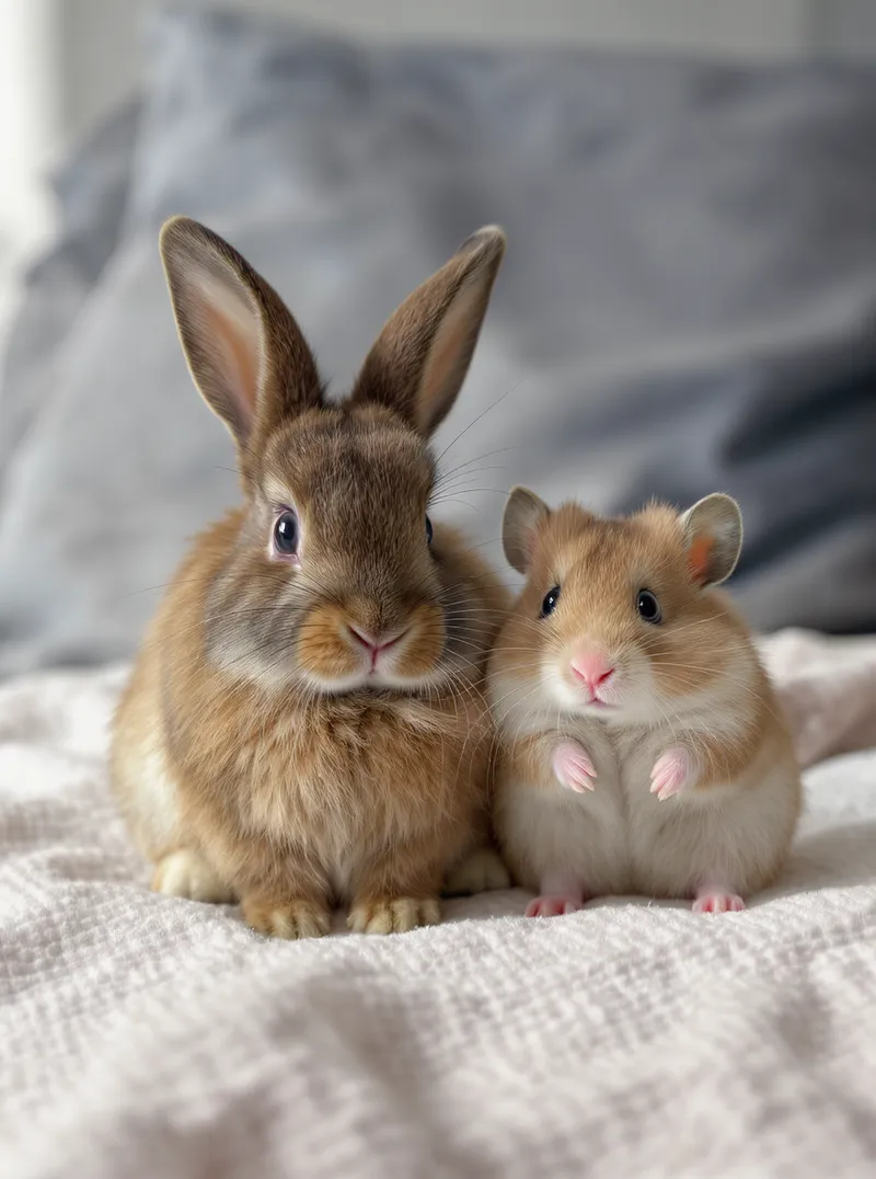 Küülik ja hamster koos – looduslik hein sobib jänestele, merisigadele ja teistele närilistele